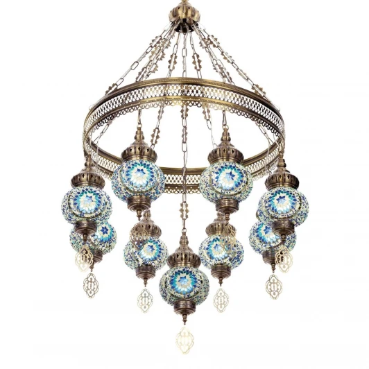 CL419186 Подвесная люстра с подвесками Citilux Каир CL419186 Мозаика синяя