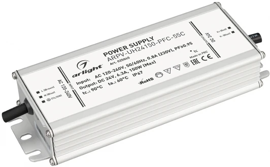 025045 Блок питания ARPV-UH24150-PFC-55C (24V, 6.3A, 150W) (IP67 Металл) 025045 Arlight ARPV