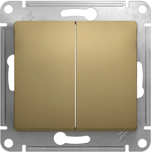 GSL000451 Выключатель встраиваемый двухклавишный (титан) Systeme Electric GSL000451