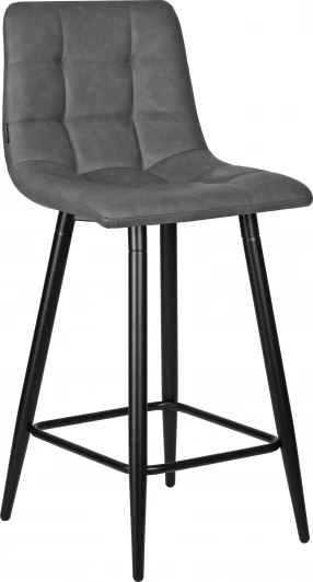 8078-1-LML OLIVIA Стул полубарный DOBRIN OLIVIA (черные матовые ножки, серая антрацитовая винтажная экокожа (RU-08))