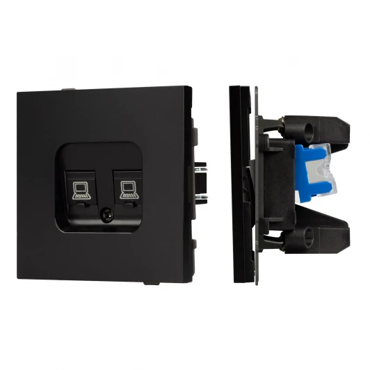 054101 Механизм компьютерной розетки двойной SCT-TENDO-MPC2-PL-BK (RJ-45, CAT6) (Arlight, Черный) 054101
