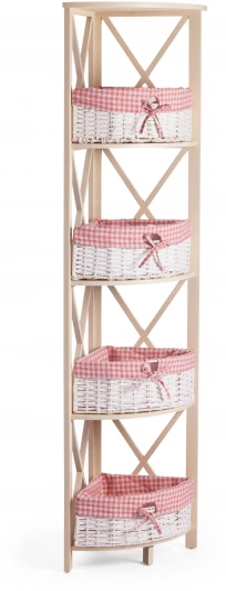 15546 Угловая этажерка Secret De Maison ANGULAIRE 4 (mod. PE-05) дерево павловния, мдф, 34x34x158см, white (белый), ткань - красная клетка Tetchair 15546