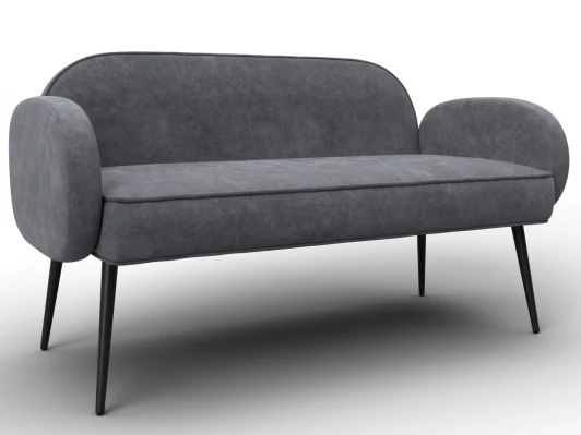 131095 Диван прямой Лига-086 (Фанера/Металл/Велюр/Темно-серый) Лига Диванов 131095