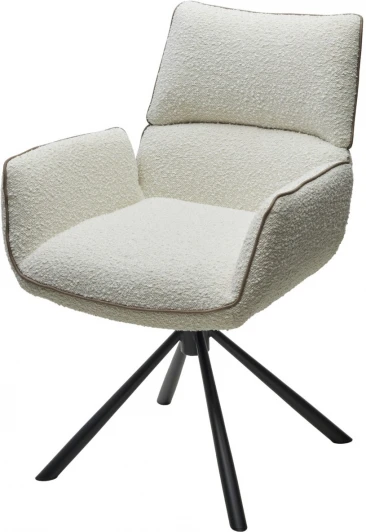 631M05500 Стул M-City VIRS 360 град. поворот. с возвратом, EDELWEISS#1 белый, букле/ JC531-7 беж/ Черный
