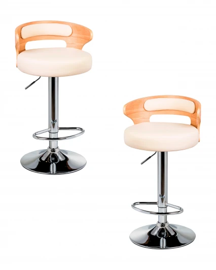 LMZ-1018-N_CH-M_EL-cream Набор 2 шт стул барный DOBRIN FRED (натуральное дерево, кремовый)