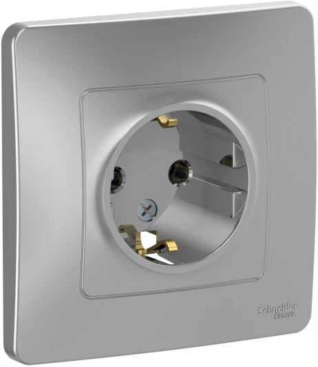 BLNRS001013 Розетка встраиваемая с заземлением (алюминий) Systeme Electric Blanca BLNRS001013