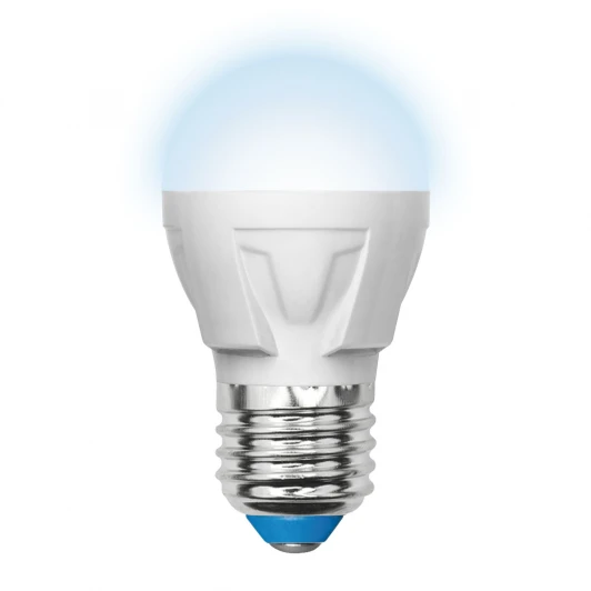 LED-G45 7W/NW/E27/FR PLP01WH картон Лампочка светодиодная шар белая E27 7W 4000K Uniel LED-G45 7W/NW/E27/FR PLP01WH