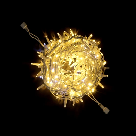 PST300BLWCAP-18-2WW Гирлянда Нить с Колпачком 10м Тепло-Белая с Мерцанием Белого Диода, 300 LED, Провод Белый Каучук, IP65