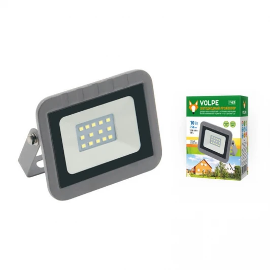 ULF-Q591 10W/WW IP65 220-240В SILVER картон Прожектор уличный Volpe ULF-Q591 10W/WW IP65 220-240В SILVER картон