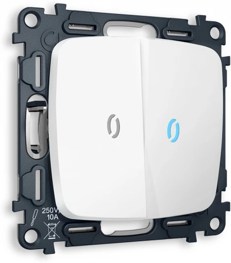 MO124020 Комплект механизма Ambrella Volt 2-клавишного выключателя с подсветкой 10000K OMEGA MO124020 Белый матовый QUANT