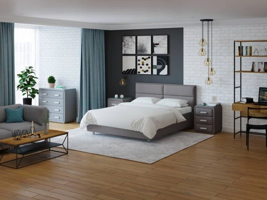 1922067 PROxSON Кровать Pado без основания (Ткань: Рогожка Тетра Мраморный) 160x200