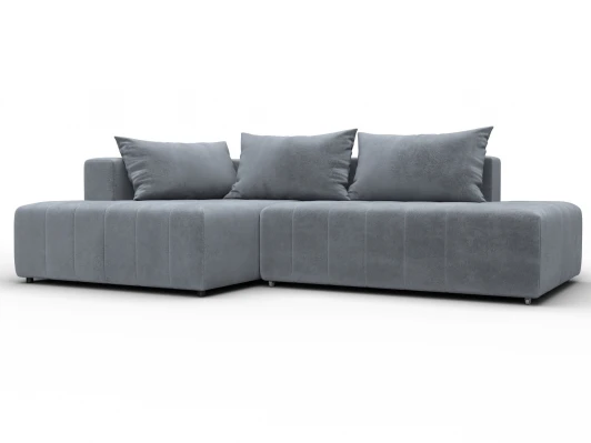 134807L Диван угловой Лига-103 НПБ угол левый (ДСП,Брус,Фанера,Велюр/Серый) Лига Диванов 134807L