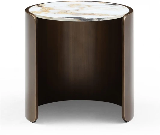 ET3095CL(D45)white/bronze Стол журнальный ESF ET3095CL (D45) белая керамика /бронзовый/Керамика,Металл