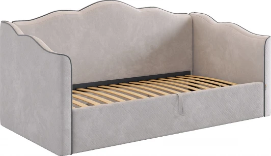 ZP.KM.S-18.2350 Кровать-софа "Лея К1" 90х200 см Mebelson (ДСП,ЛДСП,Велюр/Серый,Графит) арт.ZP.KM.S-18.2350