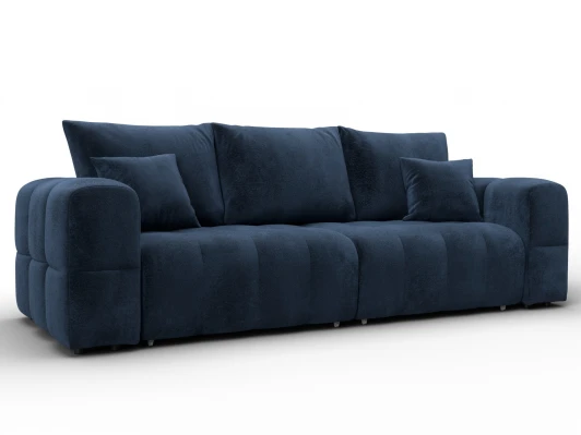 136511 Диван прямой Лига-110 НПБ (ДВП,ДСП,ЛДСП,Брус,Фанера,Велюр/Синий) Лига Диванов 136511