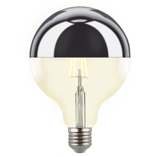 LED-G125-4W/3000K/E27/CL MIRROR/CHROME PLS02WH Лампа светодиодная, форма "шар", прозрачная колба с зеркальным отражателем, теплый белый свет 3000K Uniel SKY LED-G125-4W/3000K/E27/CL MIRROR/CHROME PLS02WH
