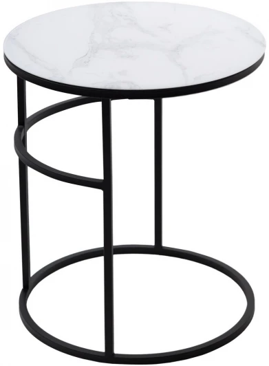 480M05154 Журнальный столик Френсис Белый мрамор, стекло/ черный M-city