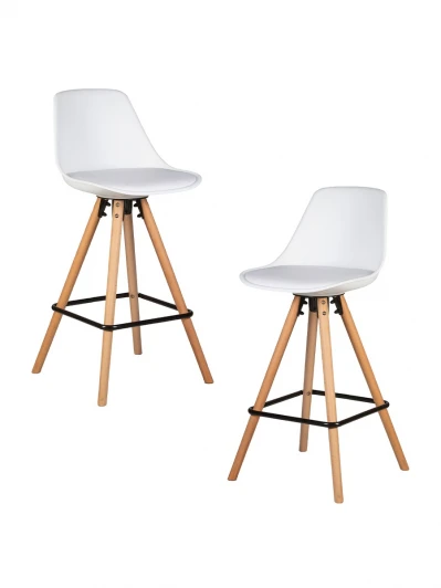 LMZL-PP759A-1-N_LB-MTR_EL-ZL-W-02 Набор 2 шт стул полубарный DOBRIN RONNI (ножки светлый бук, белый (ZL-W-02))