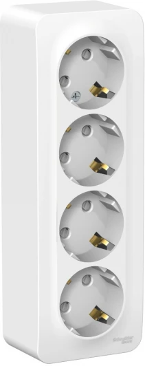 BLNRA011411 Розетка накладная четверная с заземлением и шторками (белый) Systeme Electric Blanca BLNRA011411