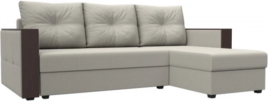 125970 Диван угловой Валенсия Лайт правый угол (Бежевый/Рогожка) Лига Диванов арт.125970