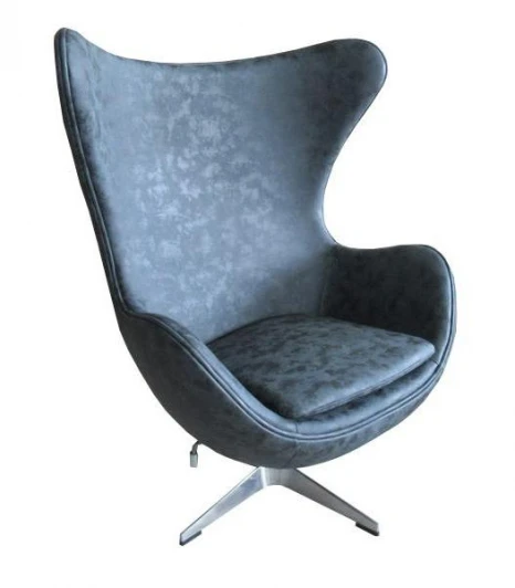 FR 0255 Кресло EGG CHAIR черный матовый с эффектом состаренная кожа