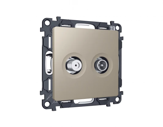 MA373310 Комплект механизма ТВ-розетки+SAT встраиваемый (серо-бежевый матовый) Ambrella Volt QUANT MA373310