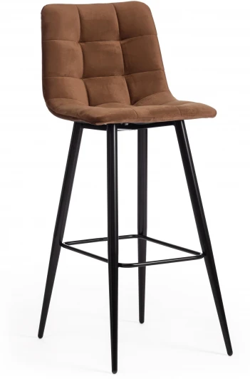 19639 Стул барный CHILLY (mod.7095б) / 1 шт. в упаковке (Ткань,Металл /Коричневый,Черный)