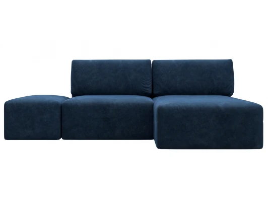 129696 Диван угловой модульный с пуфом Лига-060 НПБ угол универсальный (ЛДСП,Брус,Фанера/Пластик/Велюр/Синий) Лига Диванов 129696