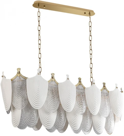 5051/14 Подвесная люстра Odeon Light Porcela 5051/14 золото/белый/прозрачный/металл/фарфор/стекло E14 14*40W