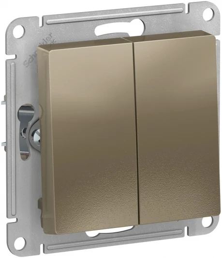 ATN000551 Выключатель встраиваемый двухклавишный (шампань) Systeme Electric AtlasDesign ATN000551