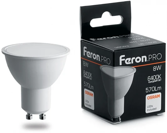 38094 Лампочка рефлекторная светодиодная белая полусфера GU10 8W Feron 38094