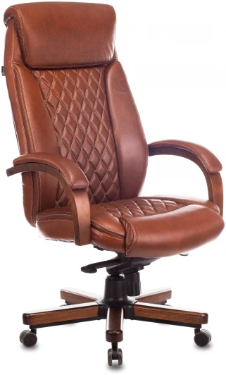 T-9924WALNUT/CHOK Кресло руководителя Бюрократ T-9924WALNUT светло-коричневый Leather Eichel кожа крестовина металл/дерево