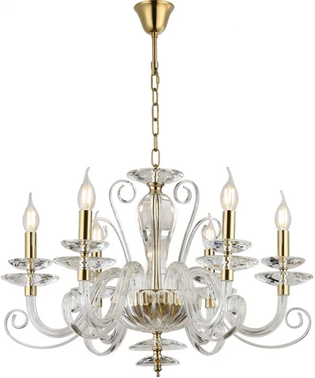 8576/C gold polished Подвесная люстра Newport 8570 8576/C gold polished (220V, на цепи, подсвечник, свеча)