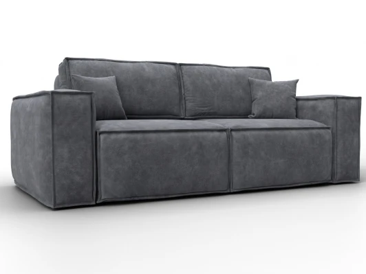 130113 Диван прямой Лига-081 НПБ (ДСП/Пластик/Велюр/Темно-серый) Лига Диванов 130113