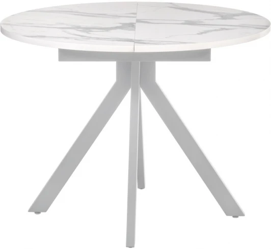 RF 0523 Стол Rudolf круглый раскладной 100-130x100x75см, белый мрамор, белый Bradex Home арт.RF 0523