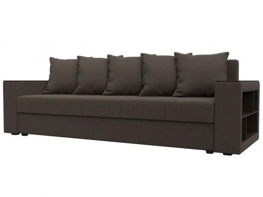 132281 Диван прямой Дубай Лайт полки справа (ДСП,ЛДСП/Пластик/Рогожка/Коричневый) Лига Диванов 132281