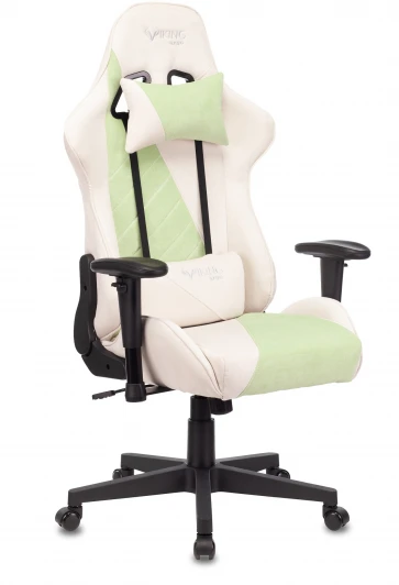 VIKING X GREEN Кресло игровое Zombie VIKING X Fabric белый/зеленый с подголов. крестовина пластик