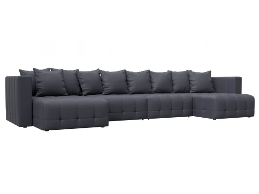 129921 Диван П-образный Лига-052 НПБ Лонг (ЛДСП,Брус,Фанера/Пластик/Экокожа/Серый) Лига Диванов 129921