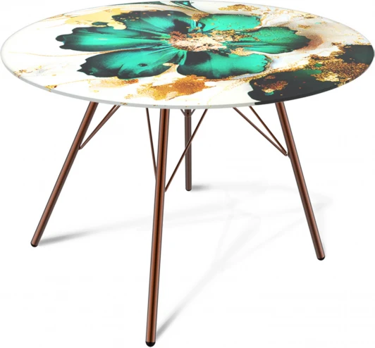 8354447801 Столик журнальный Sheffilton SHT-S37/TT32 60 СТЕКЛО/МДФ медный металик/малахитово зеленый