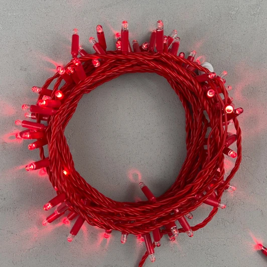 PST100CAP-R-2R Гирлянда Нить с колпачком 10м красная 220В, 100 LED, провод красный ПВХ, IP65 Laitcom PST100CAP-R-2R