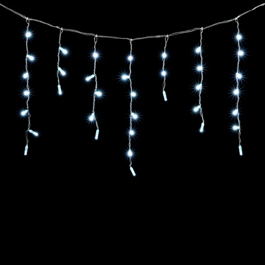 PIL200CAP-10-2W Гирлянда Бахрома с Колпачком 4,9 x 0,5 м Белая 220В, 200 LED, Провод Прозрачный ПВХ, IP65