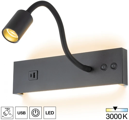 CL704471 Настенный светильник LED с USB со спотом на гибкой ножке для чтения с выключателем Citilux Декарт CL704471 (220V)