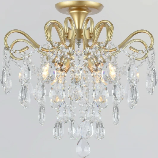 04066-0.3-04 MATT GOLD+CR Потолочная люстра хрустальная на штанге Reluce 04066-0.3-04 MATT GOLD+CR (220V)