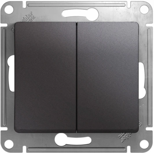 GSL001351 Выключатель встраиваемый двухклавишный (графит) Systeme Electric Glossa GSL001351
