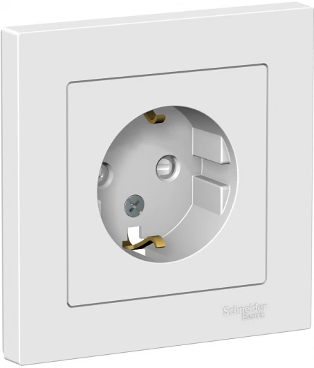 ATN000144 Розетка встраиваемая с заземлением и шторками (белый) Systeme Electric AtlasDesign ATN000144