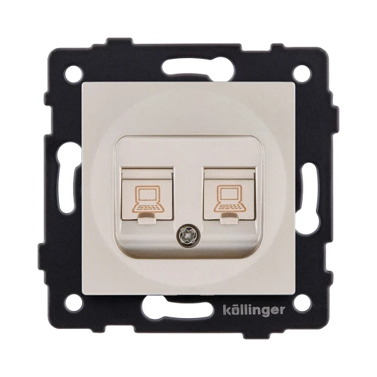 REA-019GD Розетка двойная Ethernet RJ45 золотой Kollinger REA-019GD для Aspekt, Eleganz, Reflex