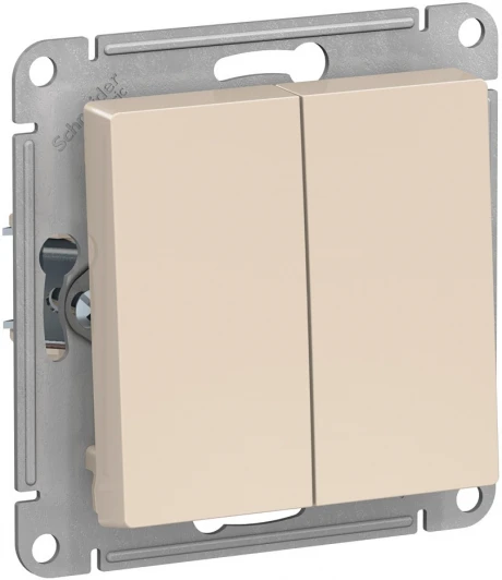 ATN000251 Выключатель встраиваемый двухклавишный (бежевый) Systeme Electric AtlasDesign ATN000251