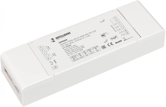 037265 INTELLIGENT Диммер SMART-PWM-105-72-RGB-MIX-PD-SUF (12-48V, 5x6A, TUYA Wi-Fi, 2.4G) (IARL, IP20 Пластик, 5 лет) 037265 Arlight
