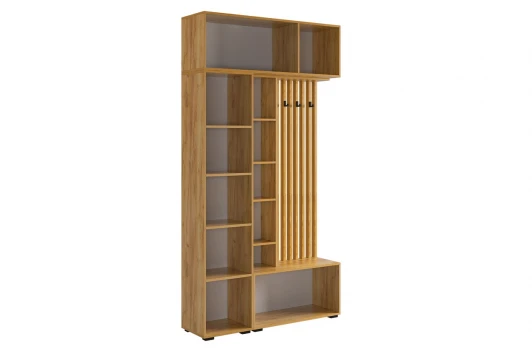 ПК08Бери.2564 Прихожая "Бери К8" (1200х350х2226) Mebelson (ЛДСП,Металл,Зеркало/Дуб крафт золотой,Графит) арт.ПК08Бери.2564