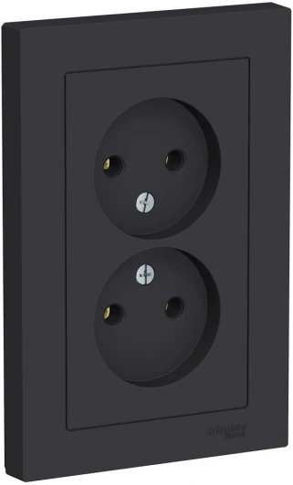 ATN001020 Розетка встраиваемая двойная без заземления (карбон) Systeme Electric AtlasDesign ATN001020